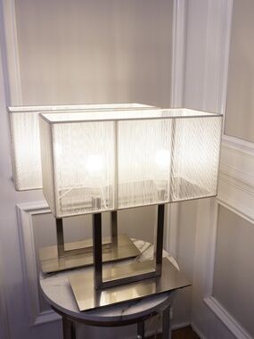 Crate&Barrel Set of Lamps with Silver Base